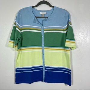 Christopher & Banks, Striped Short Sleeve Cardigan. Size Large. Excellent cond!